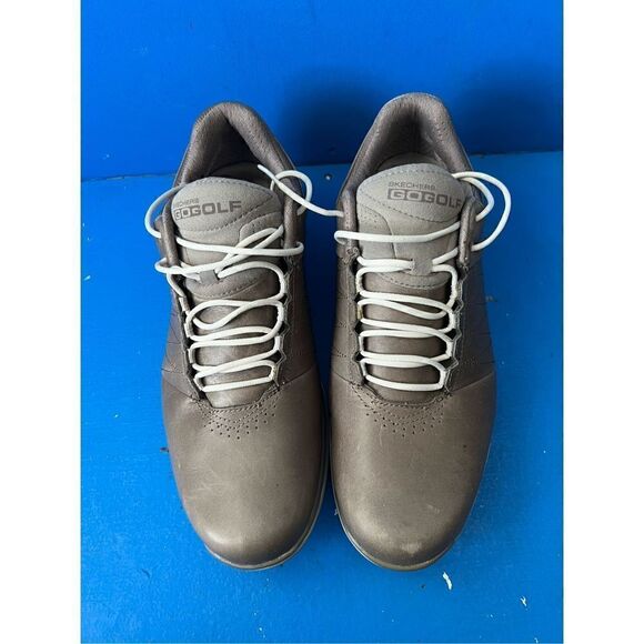 SKECHERS GoGolf Elite 2 MEN'S Solid gray LEATHER Lace-Up GOLF SHOES Spikes  size - Picture 1 of 6